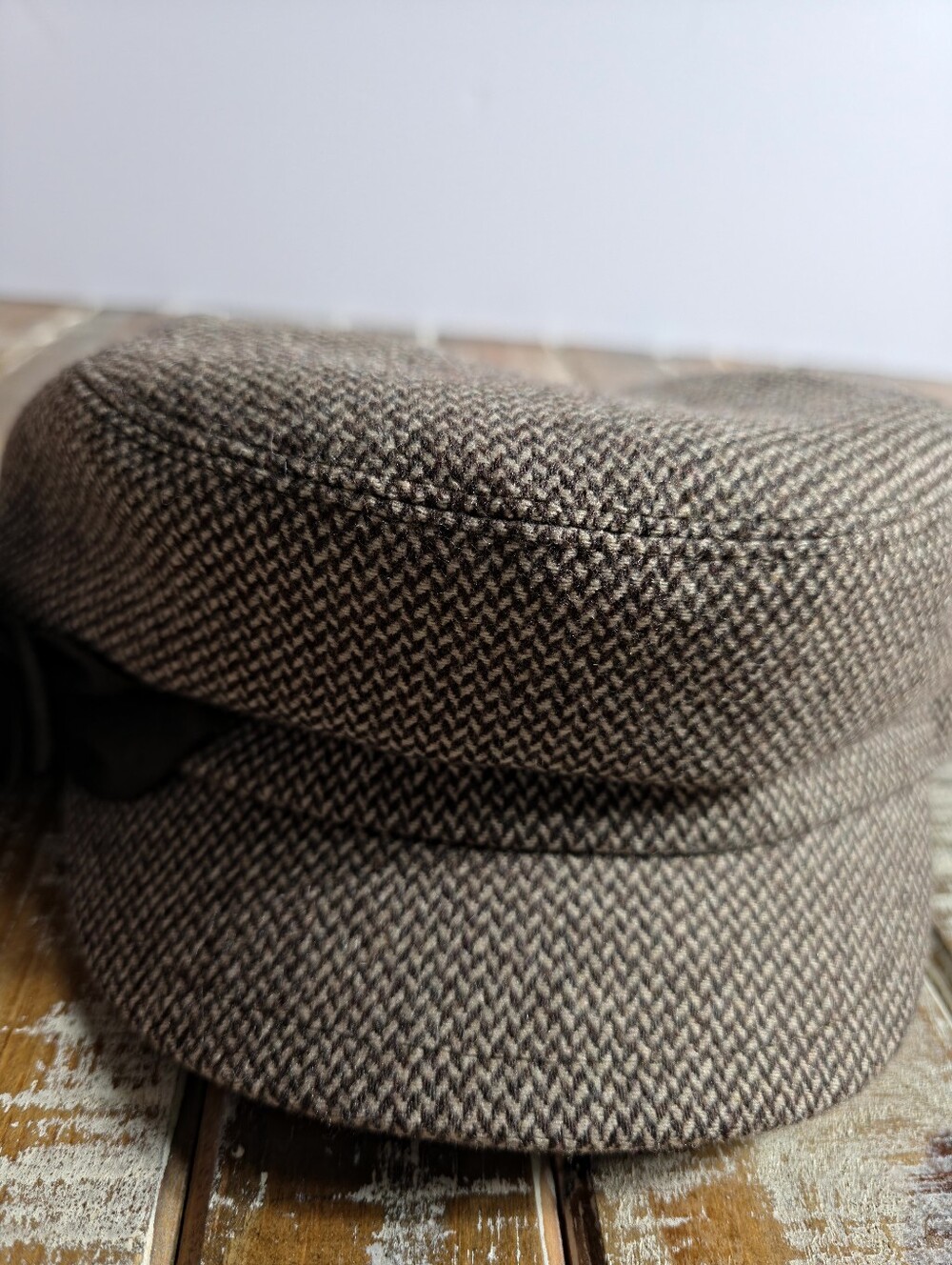 Classic Brown Tweed Women's Baker Boy Hat